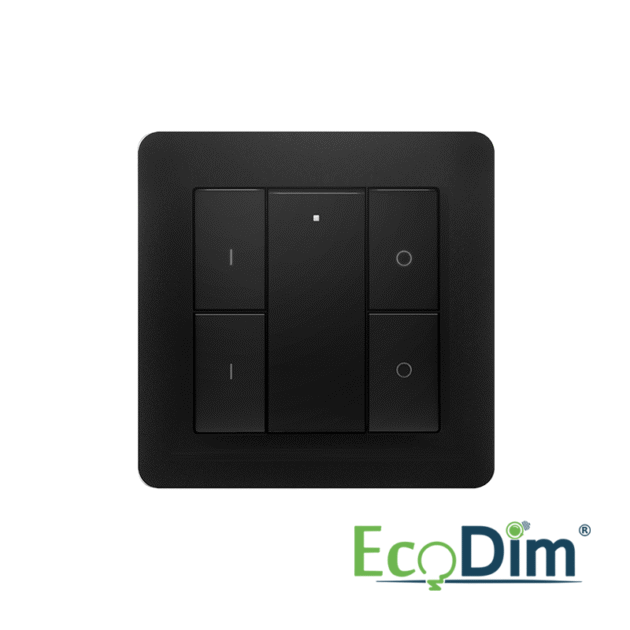 ECODIM | DRAADLOZE SCHAKELAAR ZIGBEE | 2 GROEPEN | ZWART