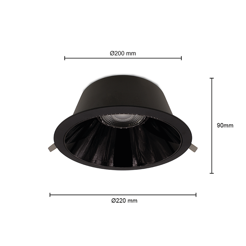 LED DOWNLIGHT | KERBER | CCT-SWITCH | Ø200MM | 20W | ZWART - Afbeelding 7