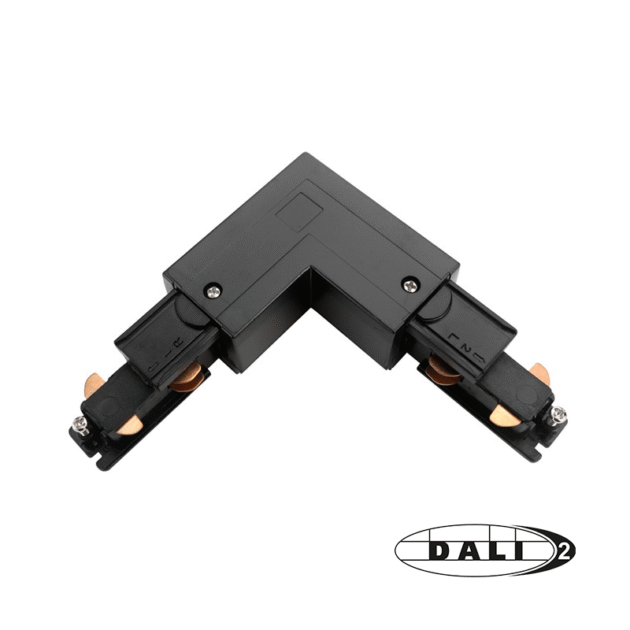 DALI 3-FASE RAIL | L-VORM CONNECTOR | OUTSIDE | ZWART