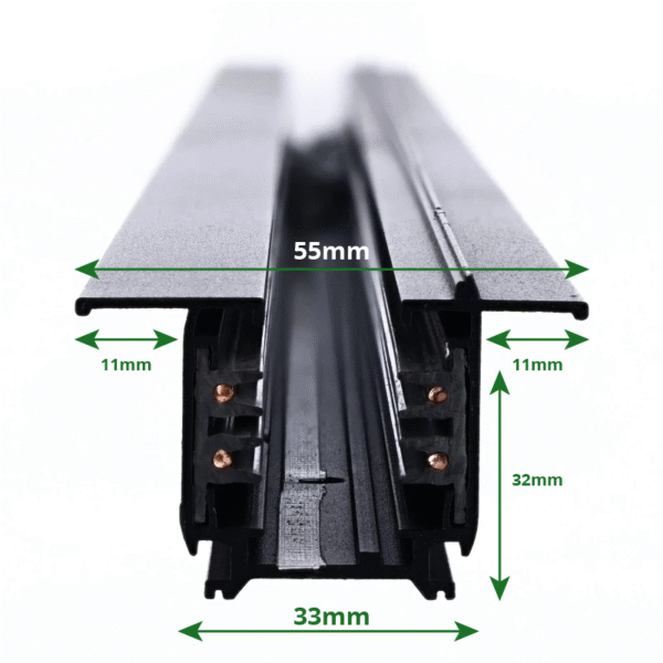 INBOUW 3-FASE RAIL | 200CM | ZWART - Afbeelding 2