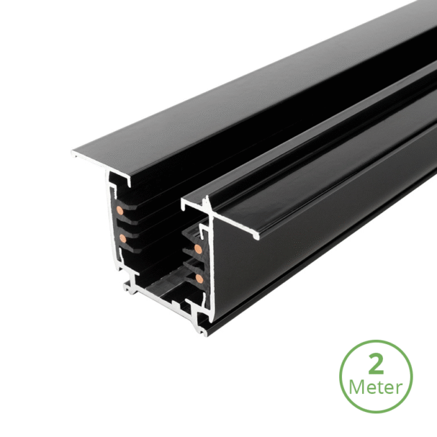 INBOUW 3-FASE RAIL | 200CM | ZWART