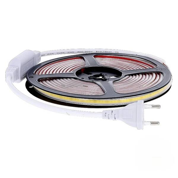 COB LEDSTRIP | 220V | IP65 | 5 METER | 2700K incl. 0,5 M EUROSTEKKER