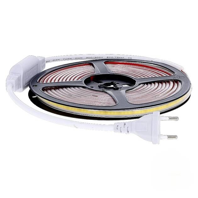 COB LEDSTRIP | 220V | IP65 | 5 METER | 2700K incl. 0,5 M EUROSTEKKER