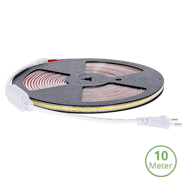 COB LEDSTRIP | 220V | IP65 | 10 METER | 4000K incl. 0,5 M EUROSTEKKER