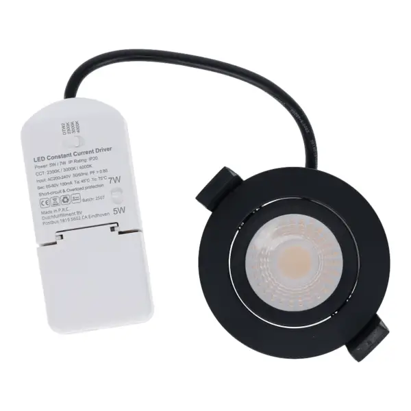 LED INBOUWSPOT | MIRAN | SLIM-FIT | 5W/7W | DIM TO WARM + CCT-SWITCH | ZWART - Afbeelding 2