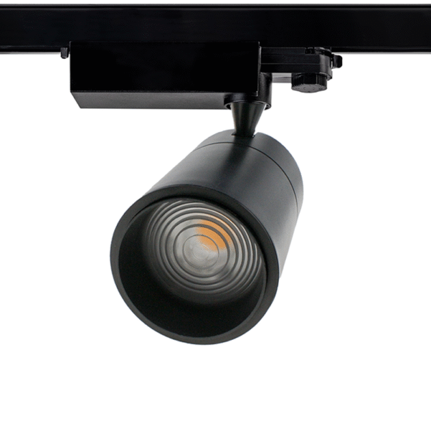 3-FASE RAILSPOT ORCUS 15°-60° ZOOMABLE  30W ZWART DIMBAAR