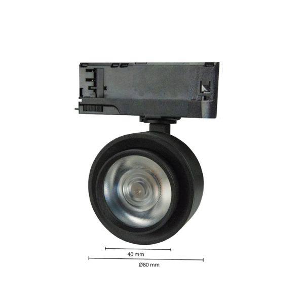 3-FASE RAILSPOT MIMAS 20W ZWART ZOOMABLE  20°-40° - Afbeelding 2