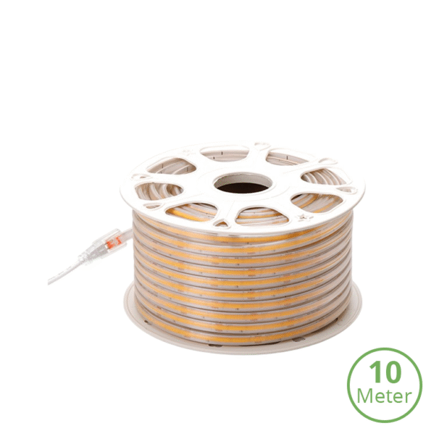 COB LEDSTRIP | 220V | IP65 | 10 METER | 2700K incl. 0,5 M EUROSTEKKER