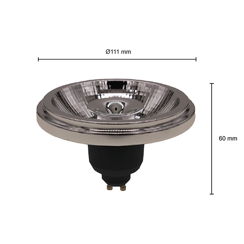 LED AR111 | GU10 | SPOT | 24° | 12W | ZWART - Afbeelding 6